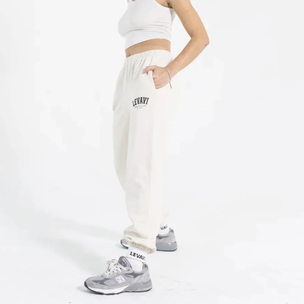 Levavi Varsity Club Made in USA Cotton Sweatpants Medium Bone - Picture 1 of 14